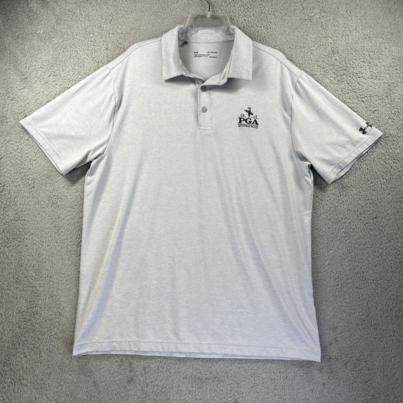 Under‎ Armour Polo Shirt Mens XL Gray 2019 PGA Championship Bethpage Black Golf - Picture 1 of 8
